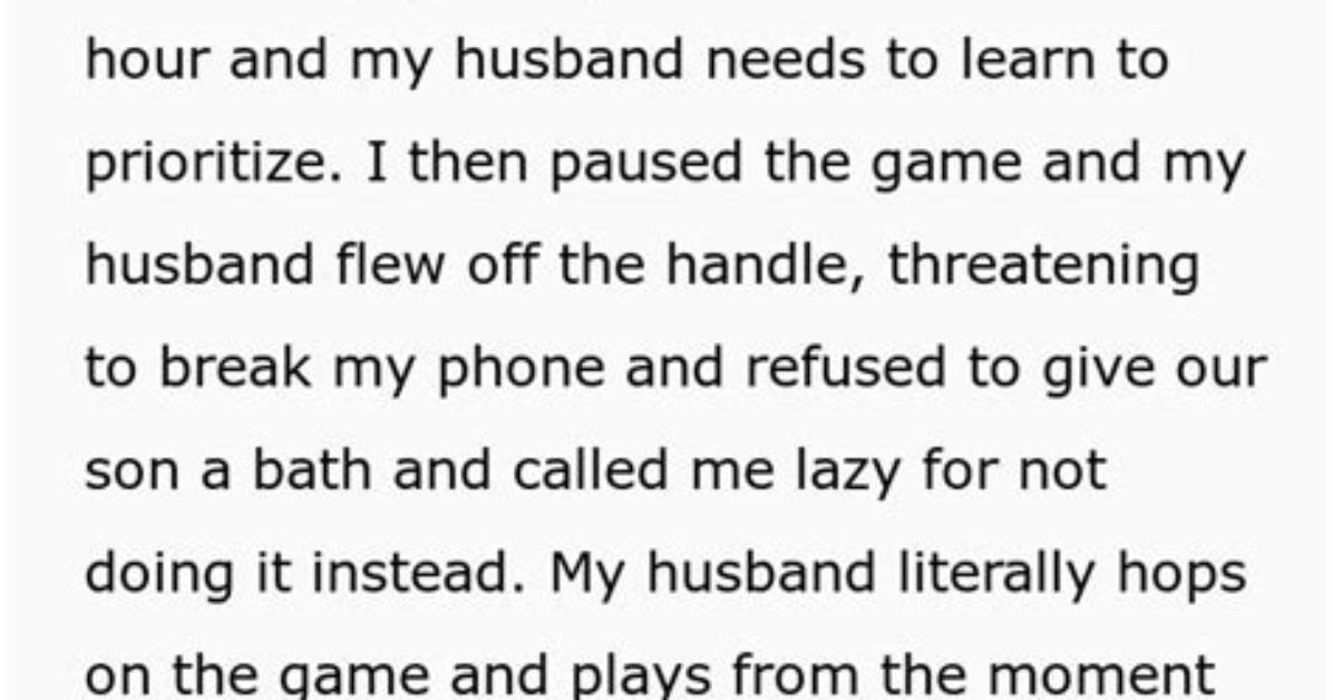 Mom Pauses Husband's Video Game After He Refused to Give Their Baby a Bath