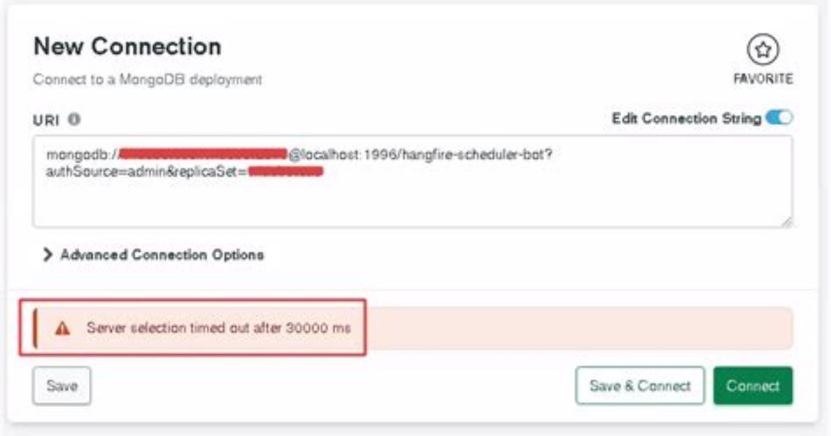 Mongodb Connection Error: Mongotimeouterror: Server Selection Timed out After 30000 Ms