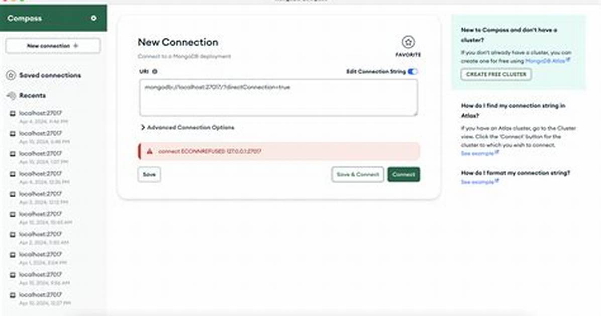 MongoDB, Connection Refused