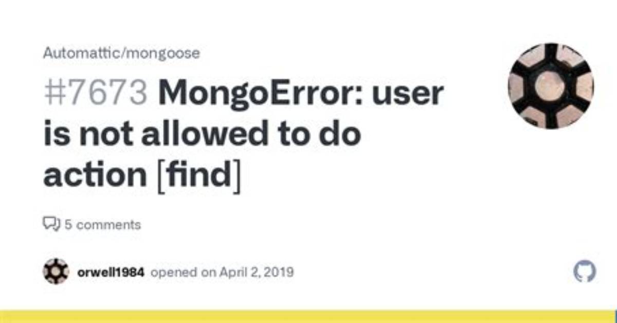 Mongoerror: User Is Not Allowed to Do Action