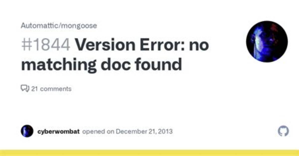Mongoose - Version Error: No Matching Document Found for Id
