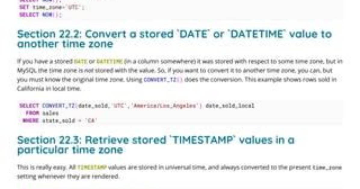 Mysql Utc to Local Time Zone