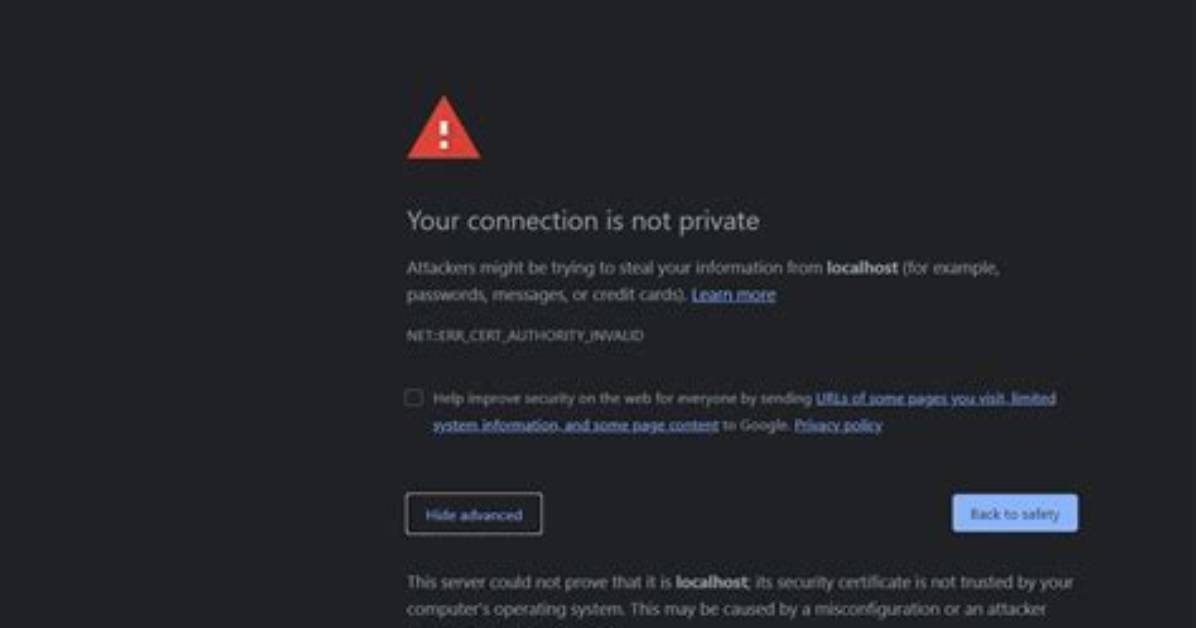 Net: :Err_Cert_Authority_Invalid in Asp. Net Core