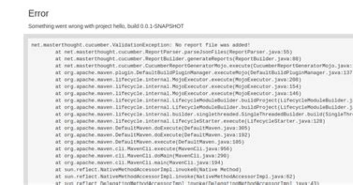 Net. Masterthought. Cucumber. Validationexception: No Report File Was Added
