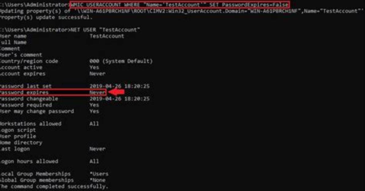 Net User Password Never Expires