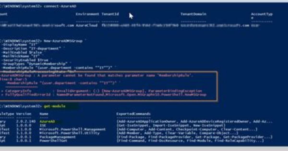 New Dynamic Group Azuread Powershell