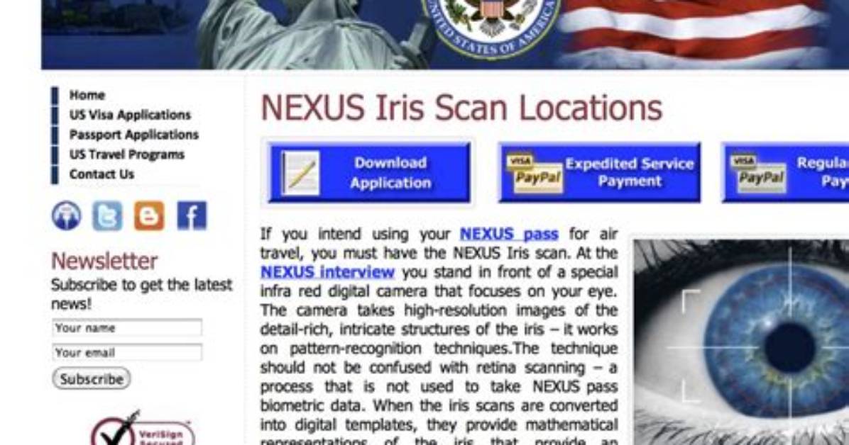 Nexus Iris Scan Locations