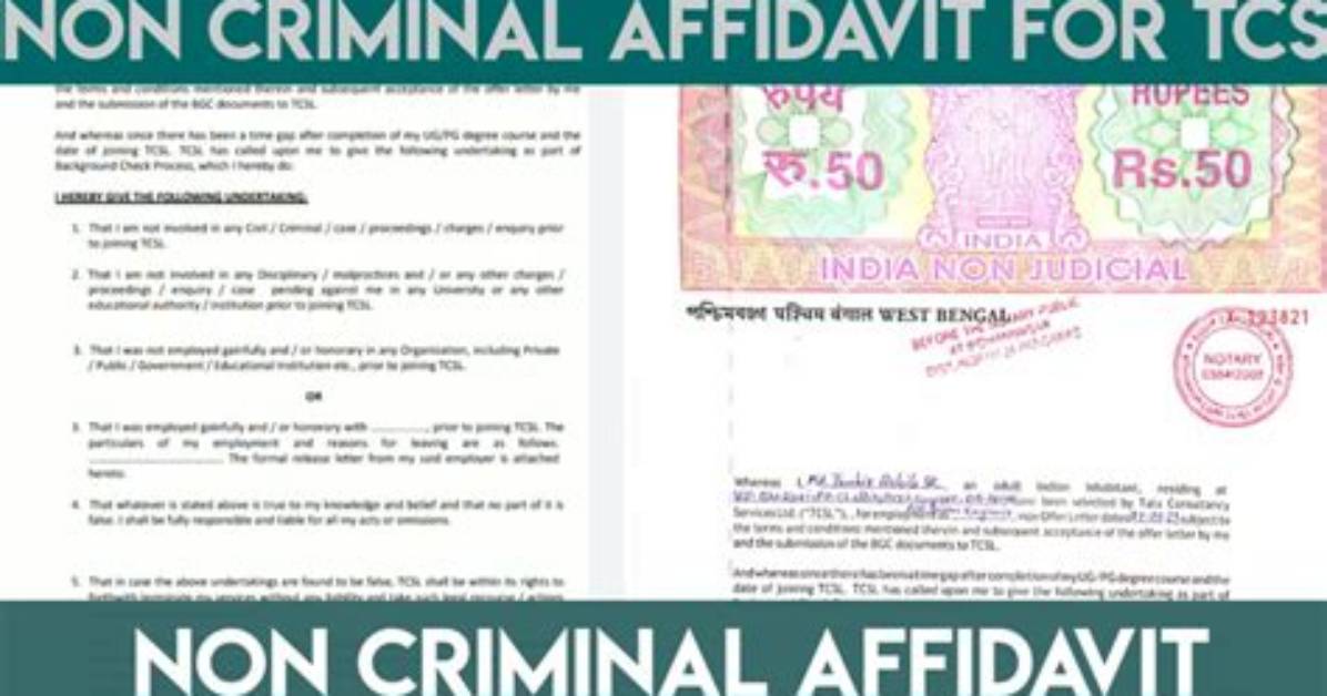 Non Criminal Affidavit Tcs Sample