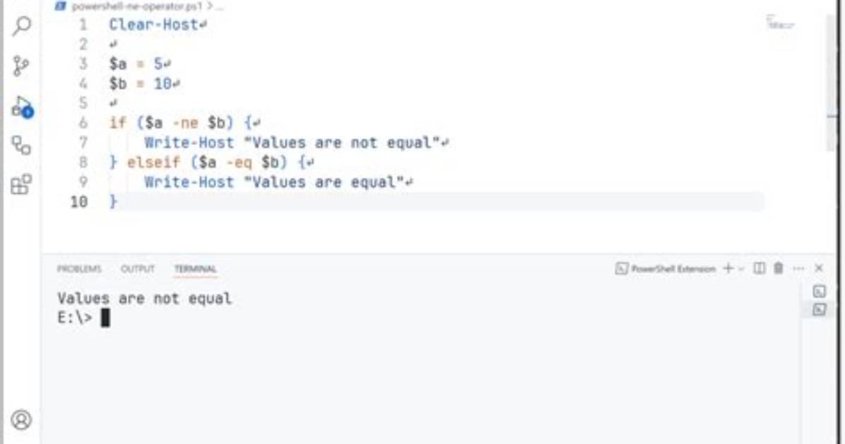 Not Equal! = Operator on Null