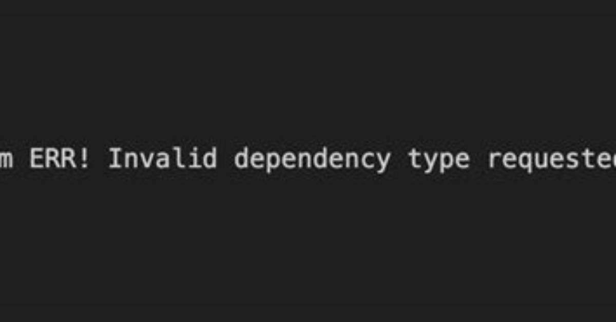 Npm Err! Invalid Dependency Type Requested: Alias