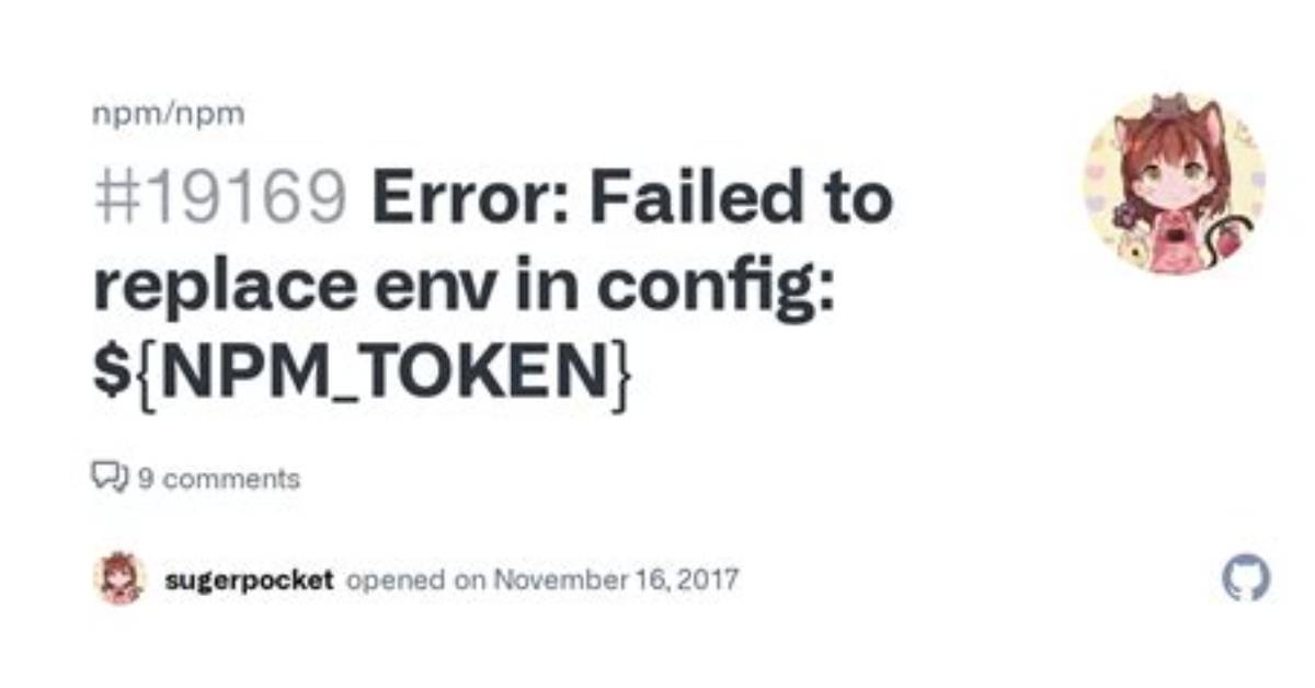 Npm - Failed to Replace Env in Config: ${Npm_Token}