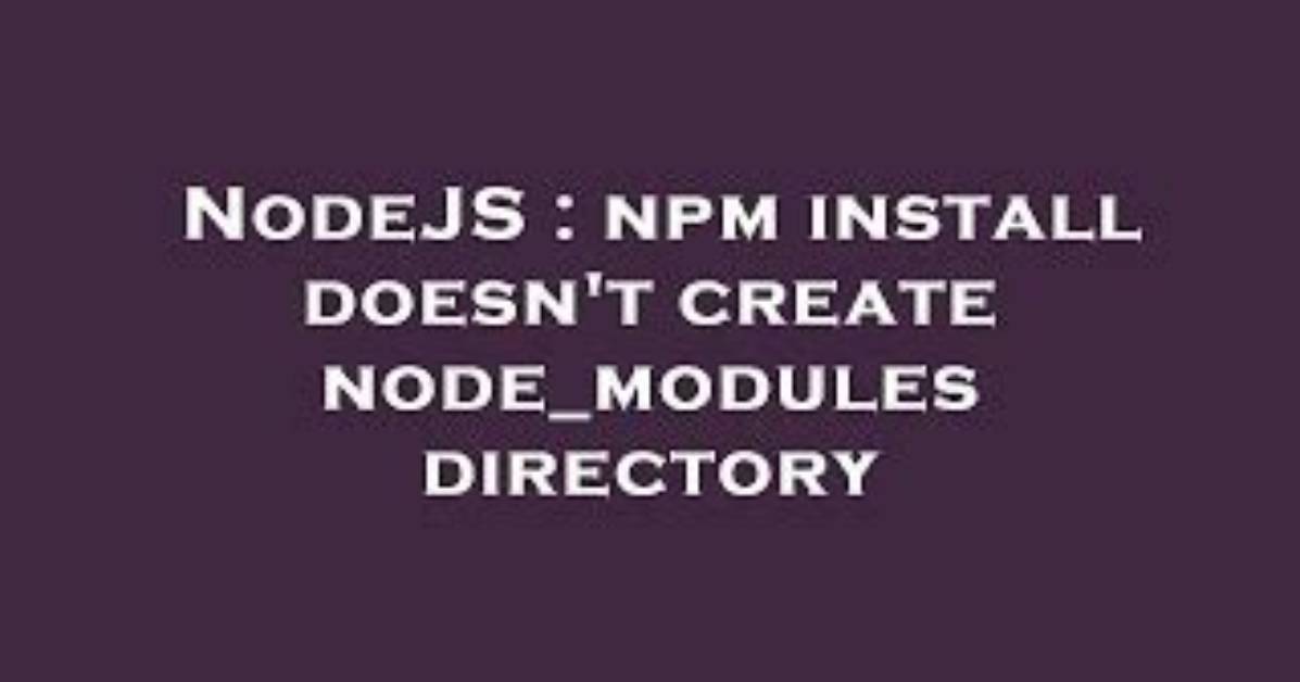 Npm Install Doesn't Create Node_Modules Directory