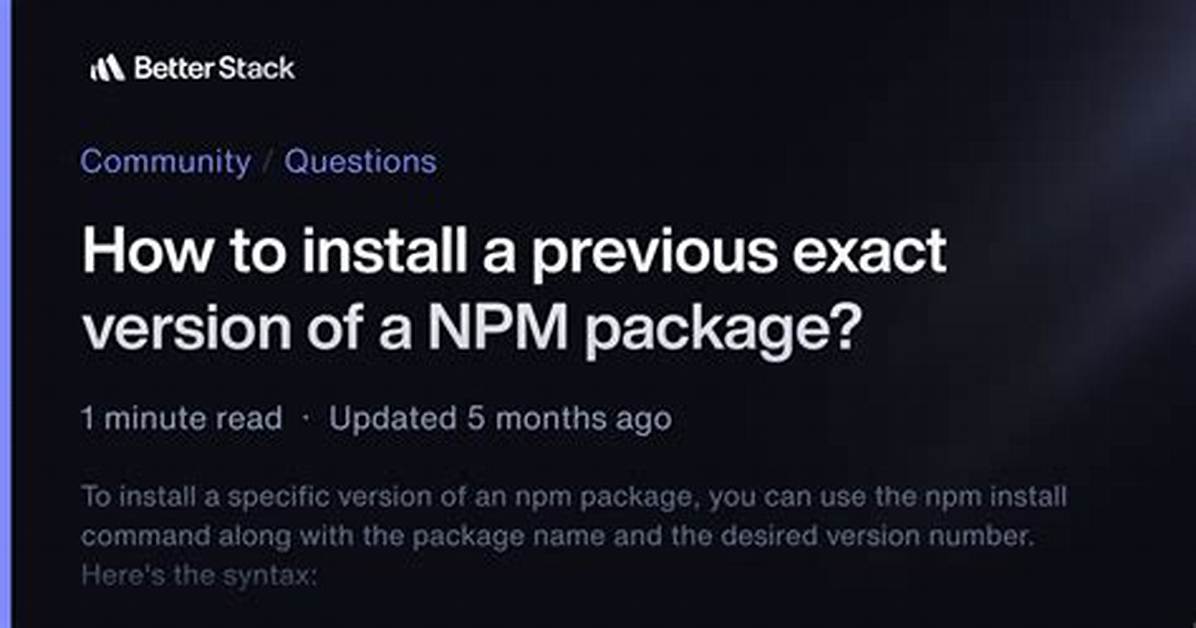 Npm Install the Exact Package Version Specified in Package. Json