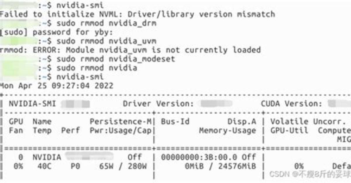 Nvidia Nvml Driver/Library Version Mismatch [Closed]