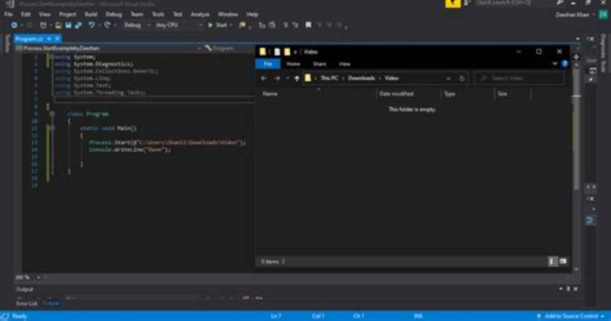 Open a Folder Using Process. Start