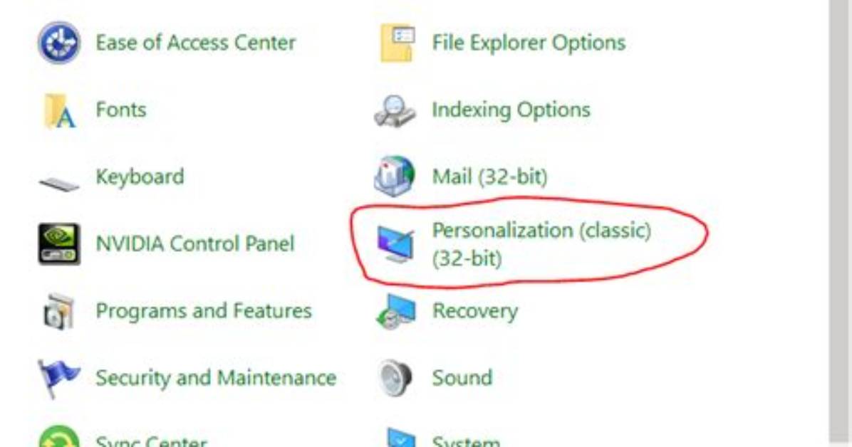 Open Classic Personalization Settings in Control Panel