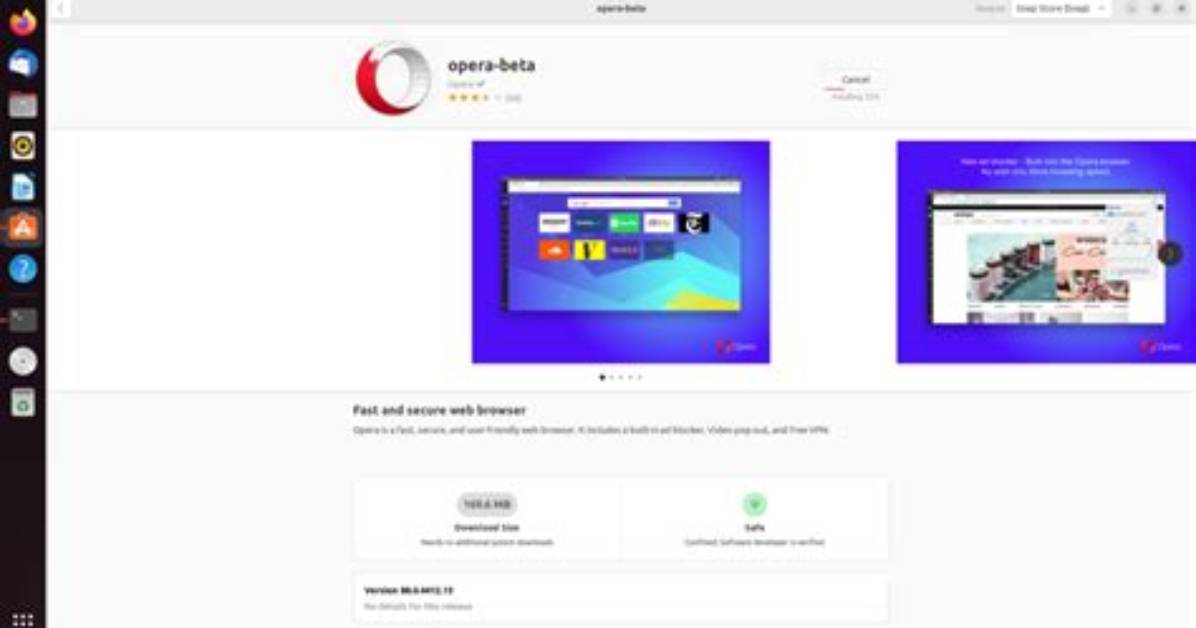 Opera Web Browser in Ubuntu Software Center