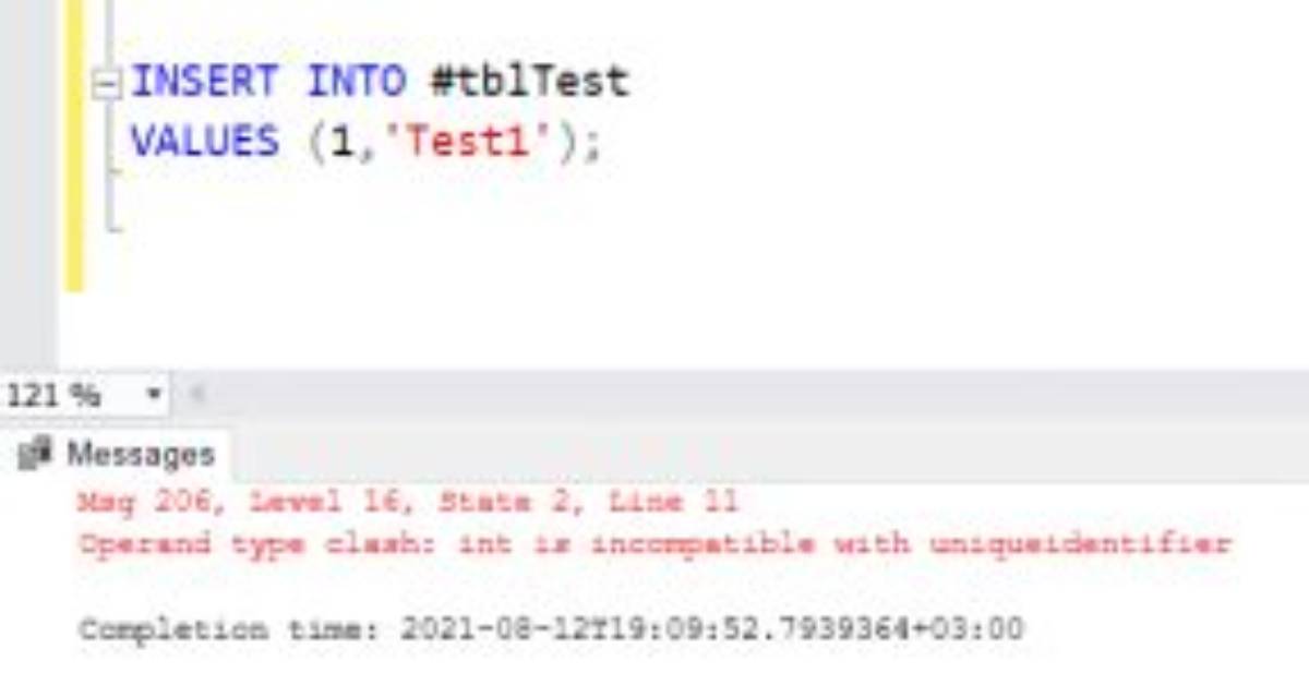 Operand Type Clash: Uniqueidentifier Is Incompatible with Int