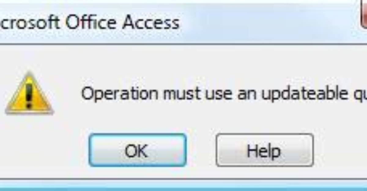 "Operation Must Use an Updateable Query" Error in Ms Access
