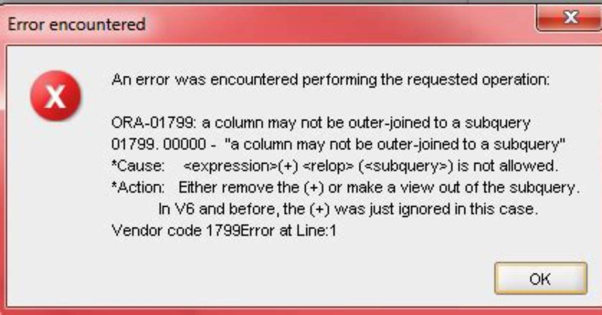 Ora-01799: a Column May Not Be Outer-Joined to a Subquery