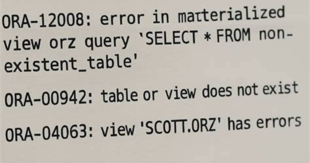 Ora-12006: a Materialized View with the Same User. Name Already Exists
