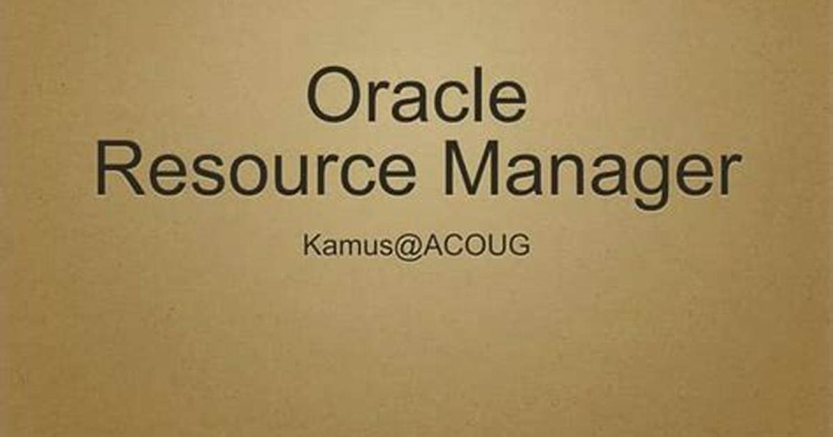 Oracle Resource Manager Is Not Allocating Cpu to Query