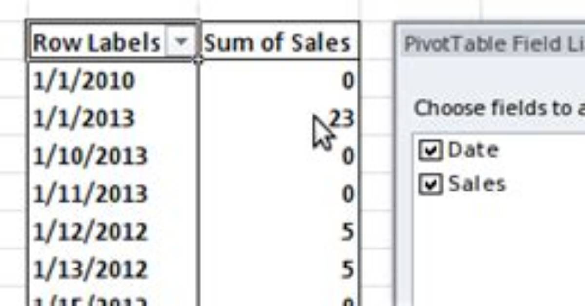 Ordering Issue with Date Values When Creating Pivot Tables