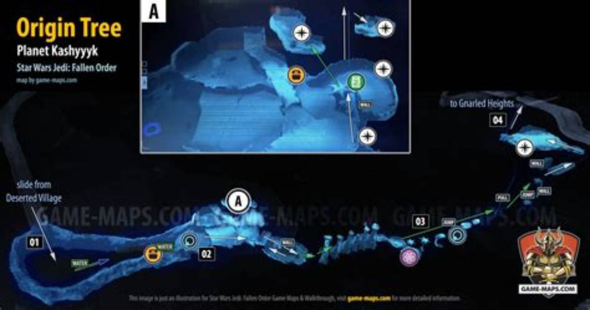 Origin Tree Map, Kashyyyk for Star Wars Jedi Fallen Order