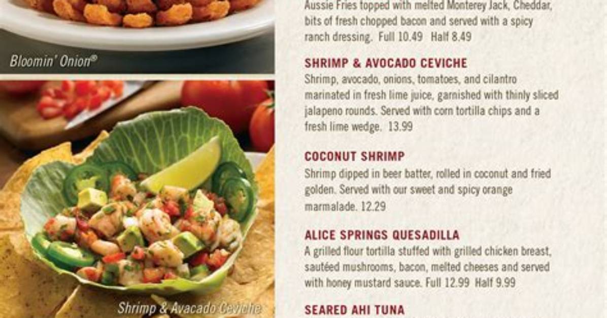Outbacks Menu