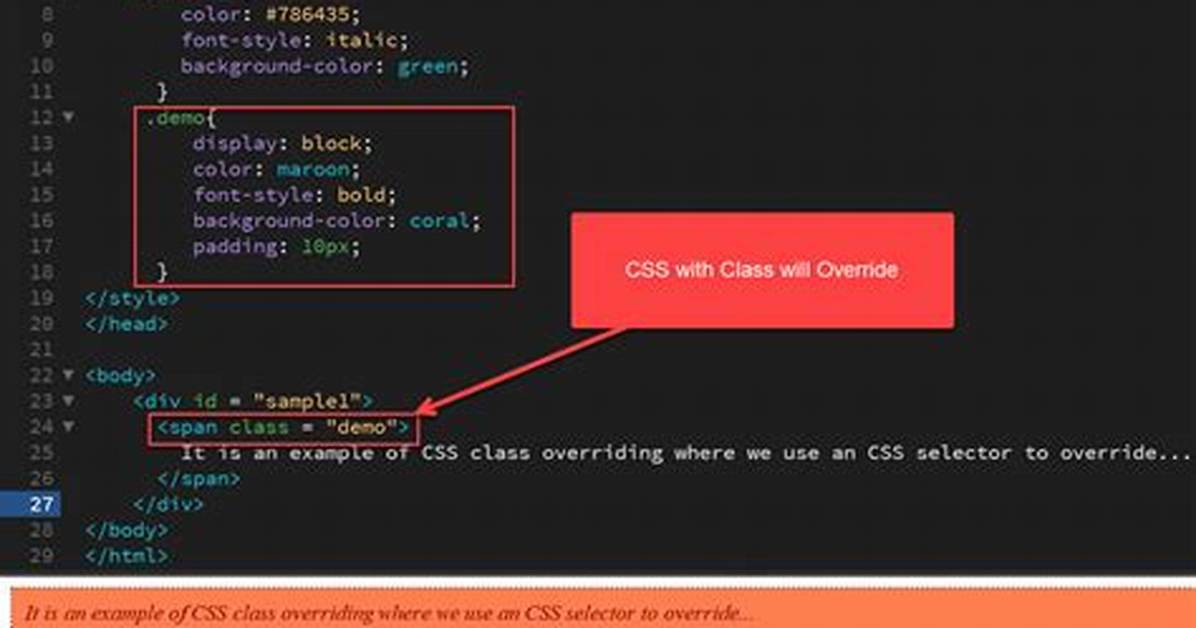 Override Element. Style Using Css