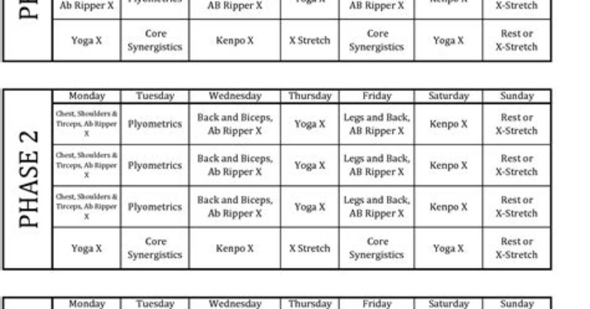 P90X Schedule