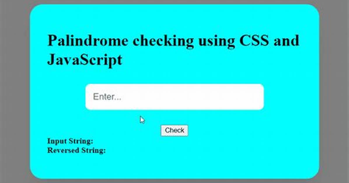 Palindrome Check in Javascript