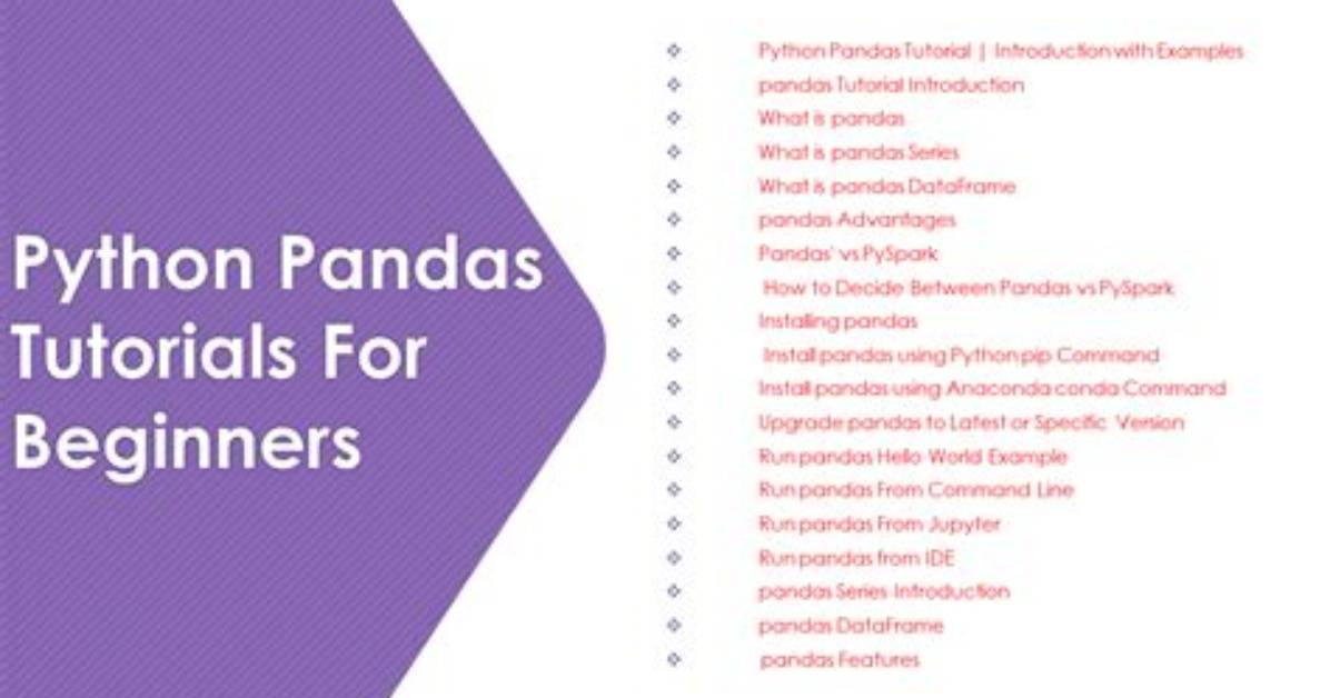 Pandas Introduction & Tutorials for Beginners
