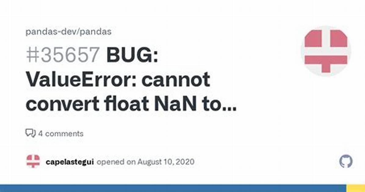 Pandas: Valueerror: Cannot Convert Float Nan to Integer