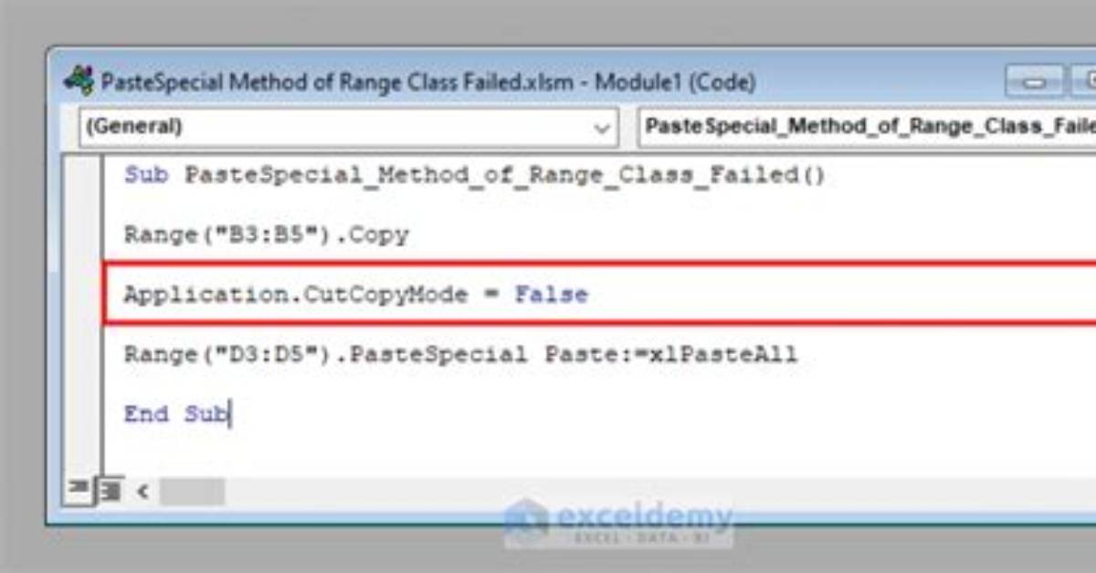 Paste Special Error 1004 Pastespecial Method of Range Class Failed