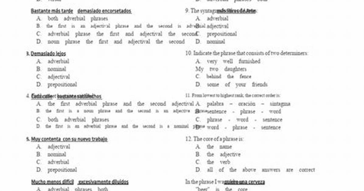 Phrases in Spanish Syntax