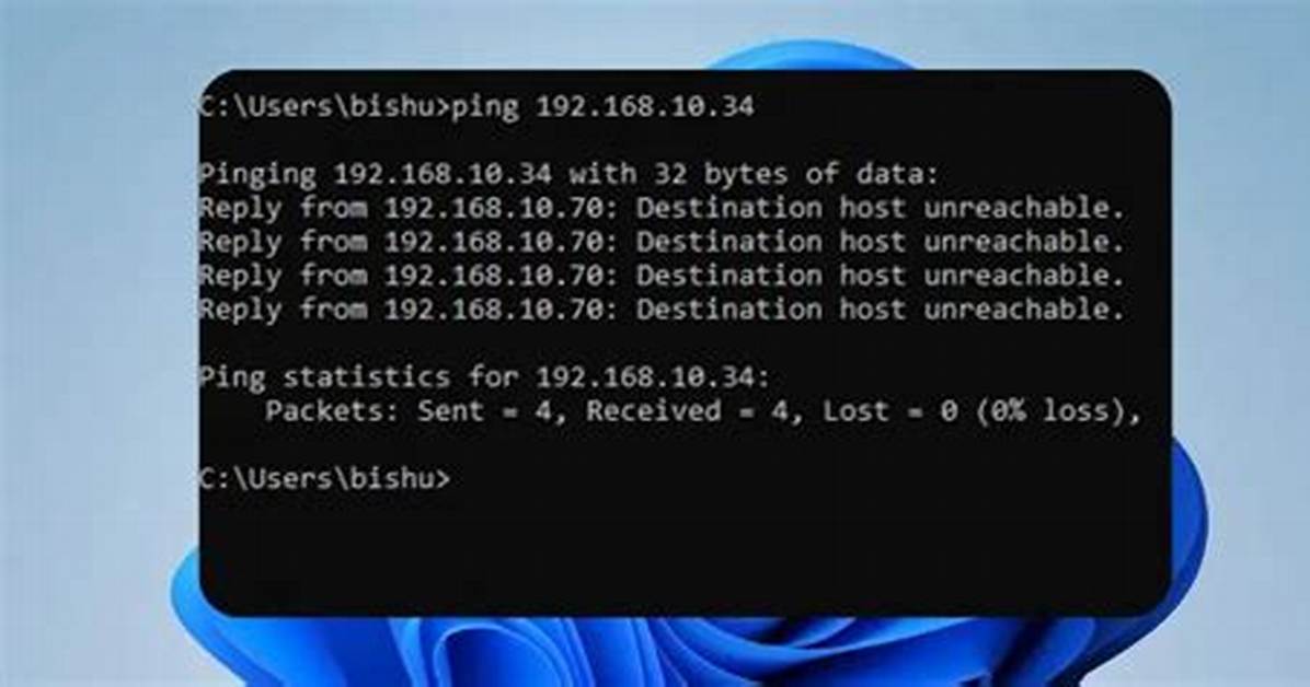 Pinging Computers on Local Network: Destination Host Unreachable