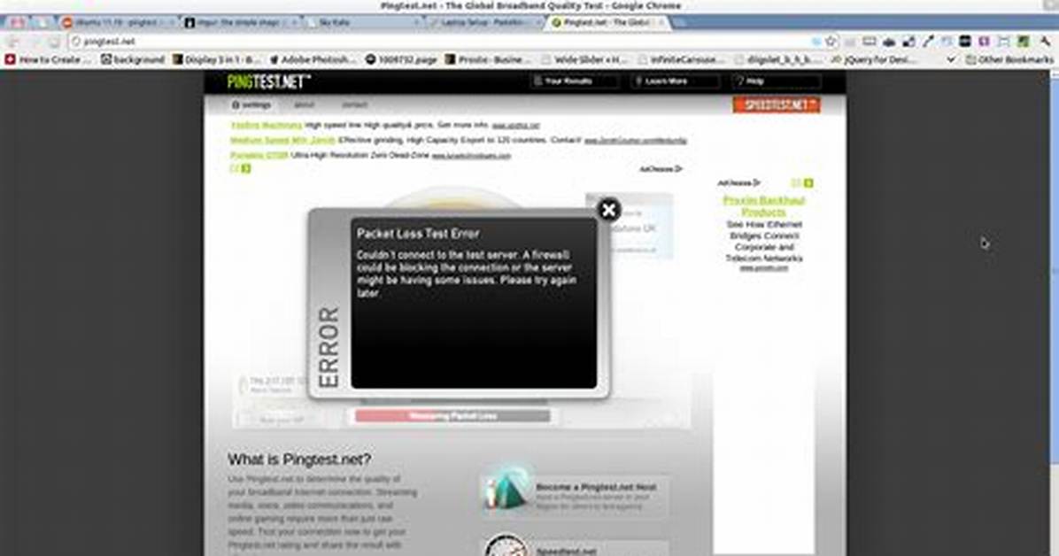 Pingtest. Net Gives "Packet Loss Test Error"