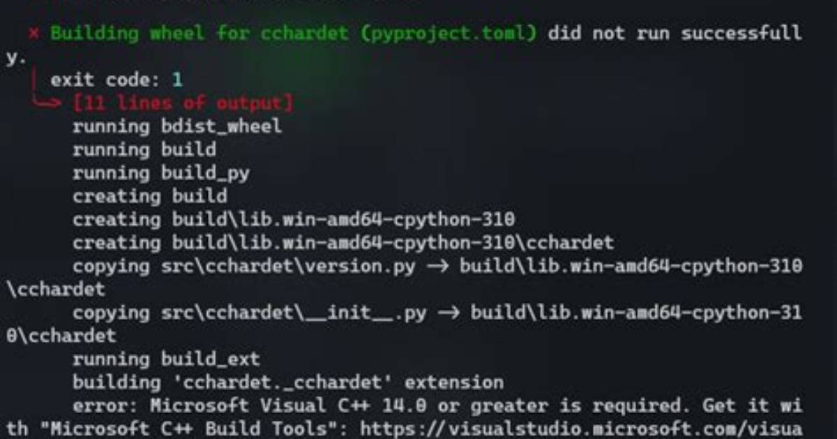 Pip Install Failed for Cchardet with Error "Modulenotfounderror: No Module Named 'Setuptools. Py31Compat'"