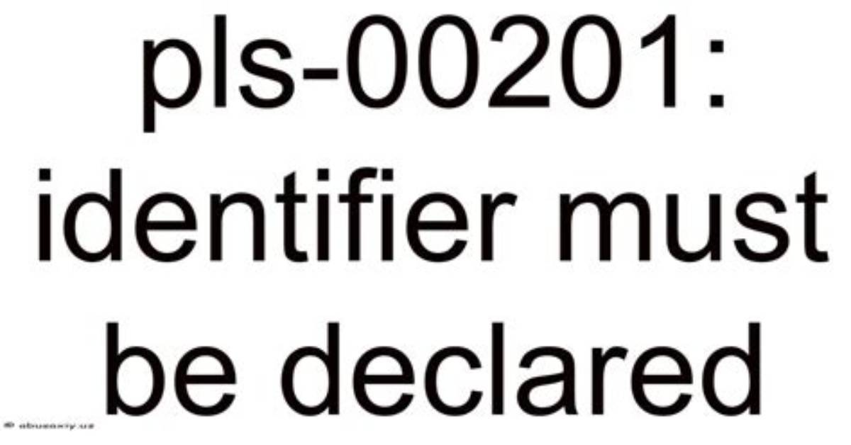Pls-00201 - Identifier Must Be Declared
