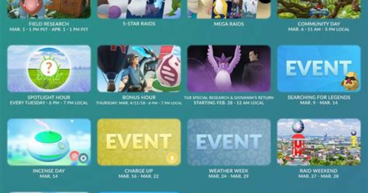 Pokemon Go March 2021 Upcoming Events