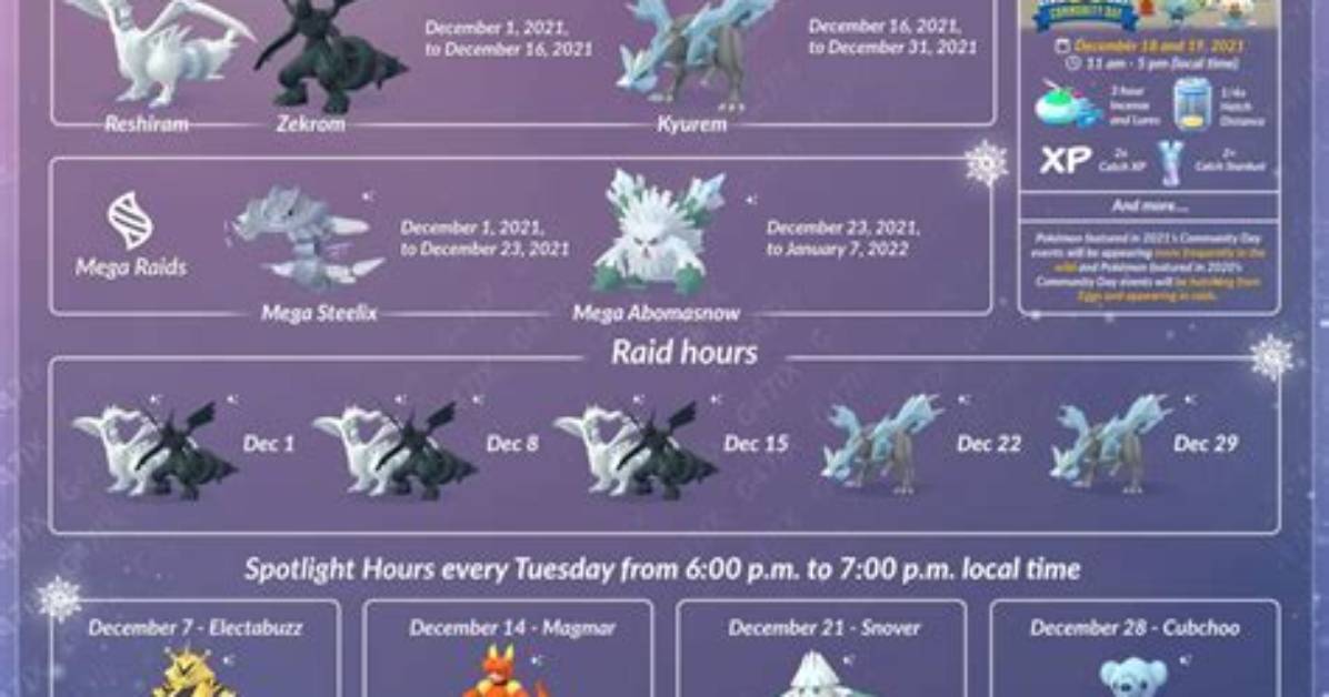 Pokemon Go Raids December 2021, Shiny Reshiram and Shiny Zekrom Available