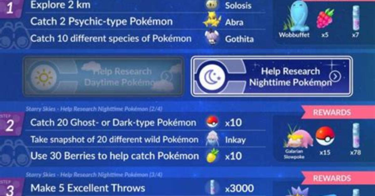 Pokemon Go Starry Skies Special Research Branching Quest Storyline