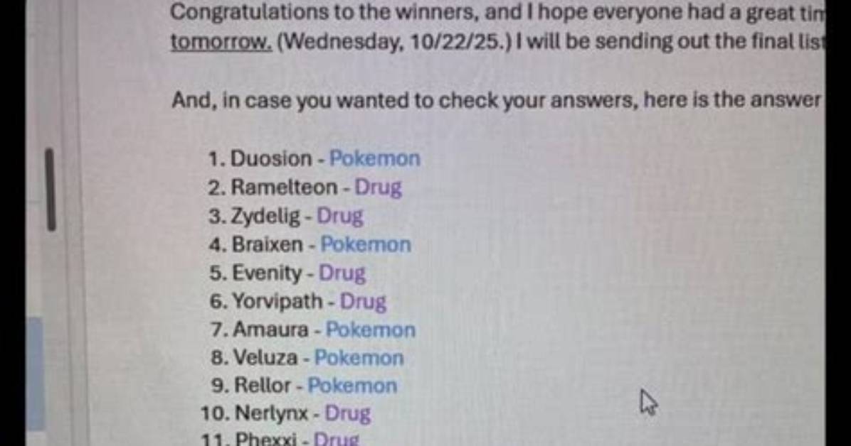 Pokemon or Drug Quiz