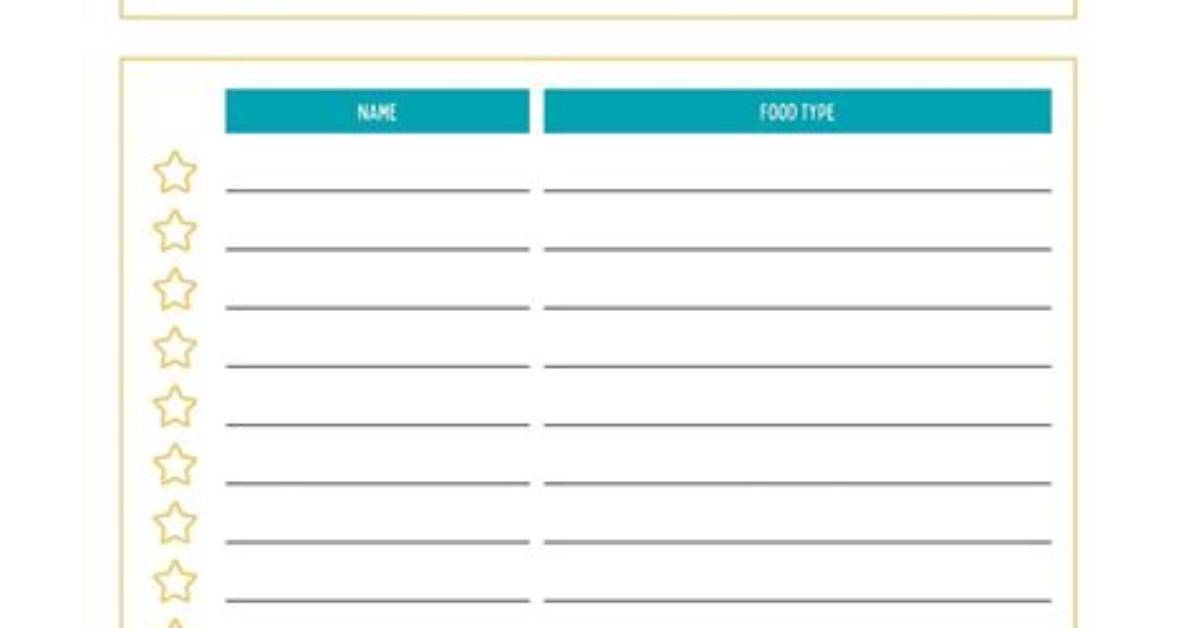 Potluck Sign up Sheet