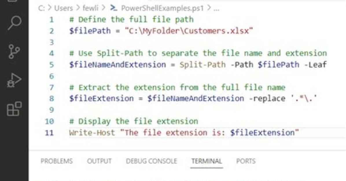 Powershell - Extract File Name and Extension