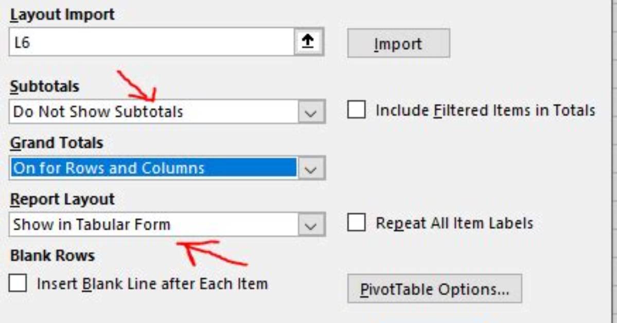 Preventing Nested Grouping When Adding Rows to Pivot Table in Excel