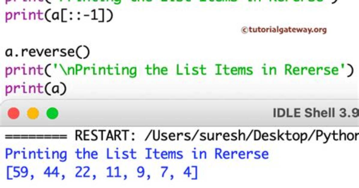 Print a List in Reverse Order with Range()?
