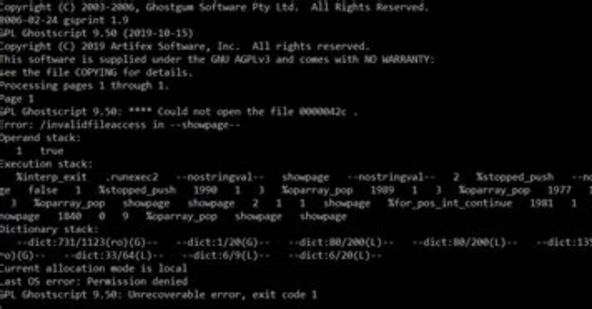 Print Pdf with Gsprint. Exe Error