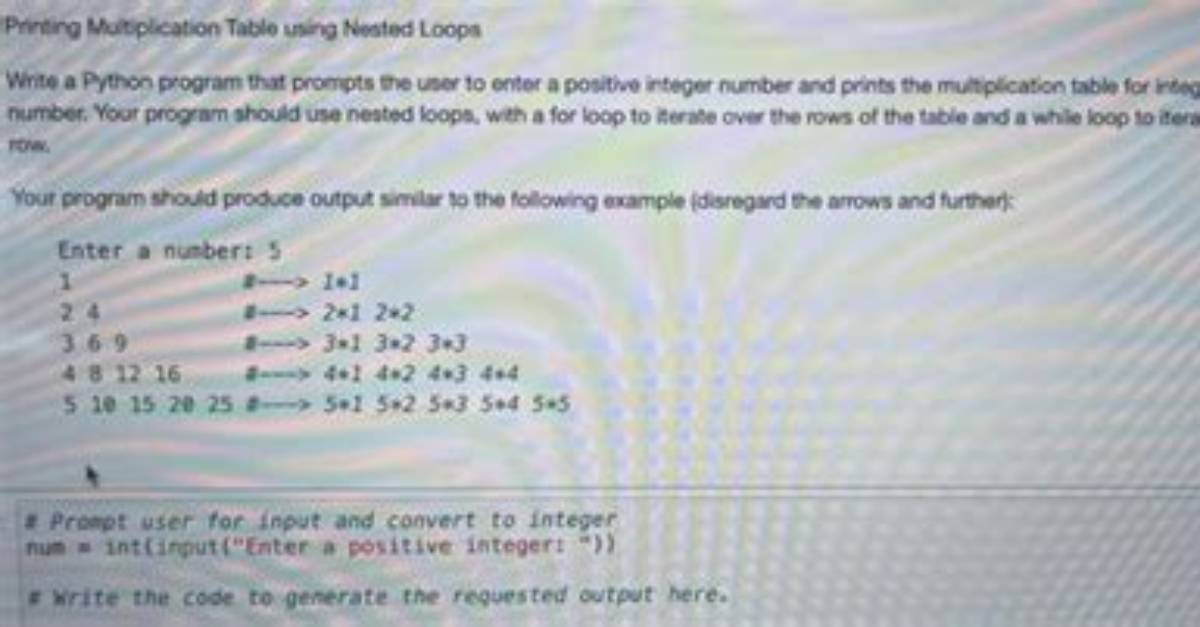 Printing a Multiplication Table with Nested Loops?